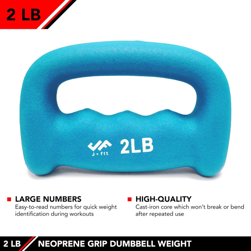 JFIT Neoprene D-Grip Dumbbell Weight, 2LB, 2 Pound - Image 4